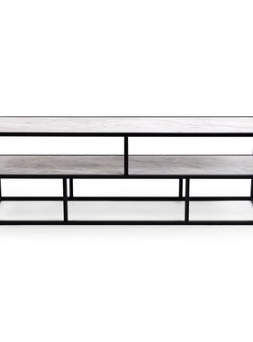 KantoormeubelenPlus Stalux Tv-meubel 'Luuk' 150cm, kleur zwart / wit marmer