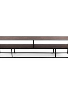 KantoormeubelenPlus Stalux Tv-meubel 'Luuk' 200cm, kleur zwart / lederlook bruin