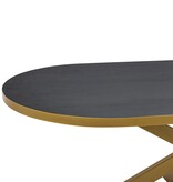 KantoormeubelenPlus Stalux Plat ovale eettafel 'Noud' 210 x 100, kleur goud / zwart eiken