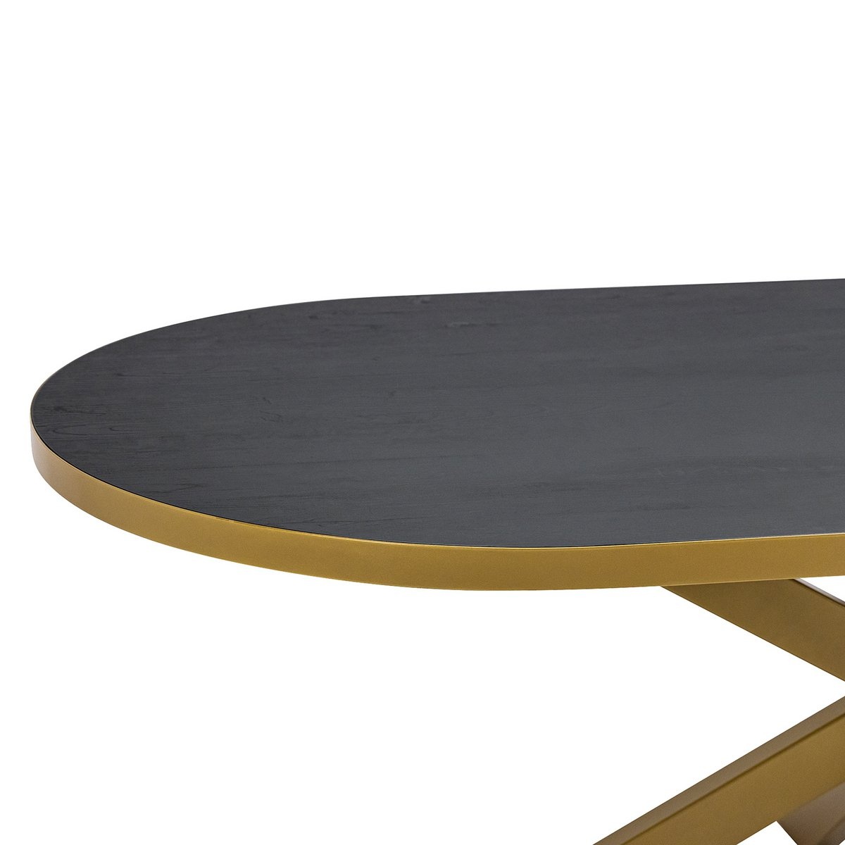 KantoormeubelenPlus Stalux Plat ovale eettafel 'Noud' 210 x 100, kleur goud / zwart eiken