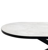 KantoormeubelenPlus Stalux Plat ovale eettafel 'Noud' 210 x 100, kleur zwart / wit marmer