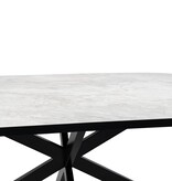 KantoormeubelenPlus Stalux Plat ovale eettafel 'Noud' 210 x 100, kleur zwart / wit marmer