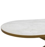 KantoormeubelenPlus Stalux Plat ovale eettafel 'Noud' 210 x 100, kleur goud / wit marmer