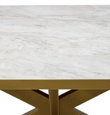 KantoormeubelenPlus Stalux Plat ovale eettafel 'Noud' 210 x 100, kleur goud / wit marmer