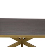 KantoormeubelenPlus Stalux Plat ovale eettafel 'Noud' 210 x 100, kleur goud / bruin hout