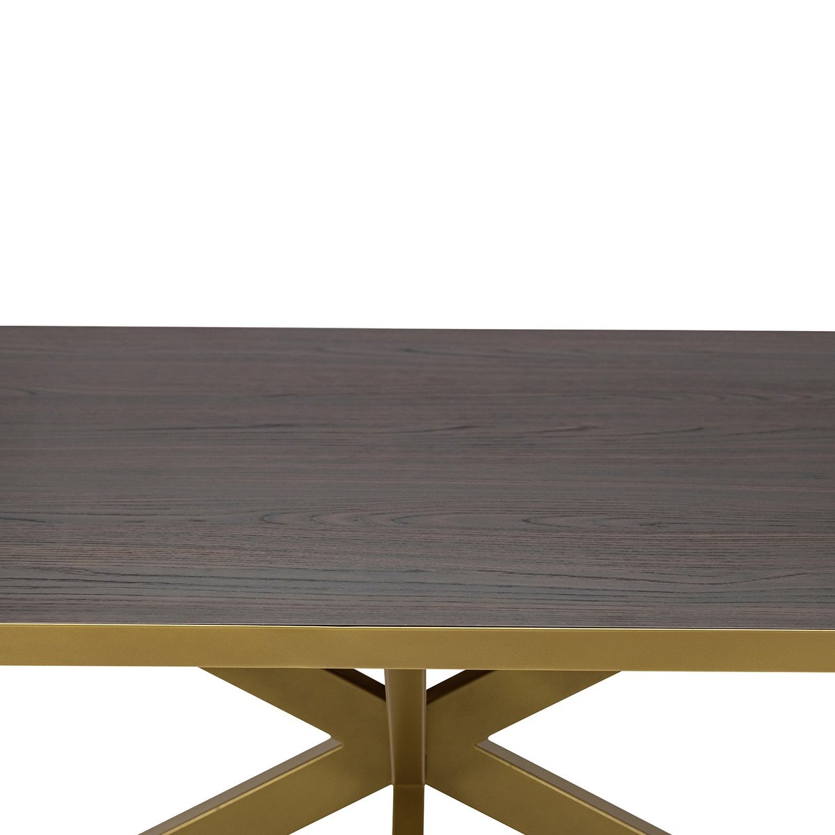 KantoormeubelenPlus Stalux Plat ovale eettafel 'Noud' 210 x 100, kleur goud / bruin hout