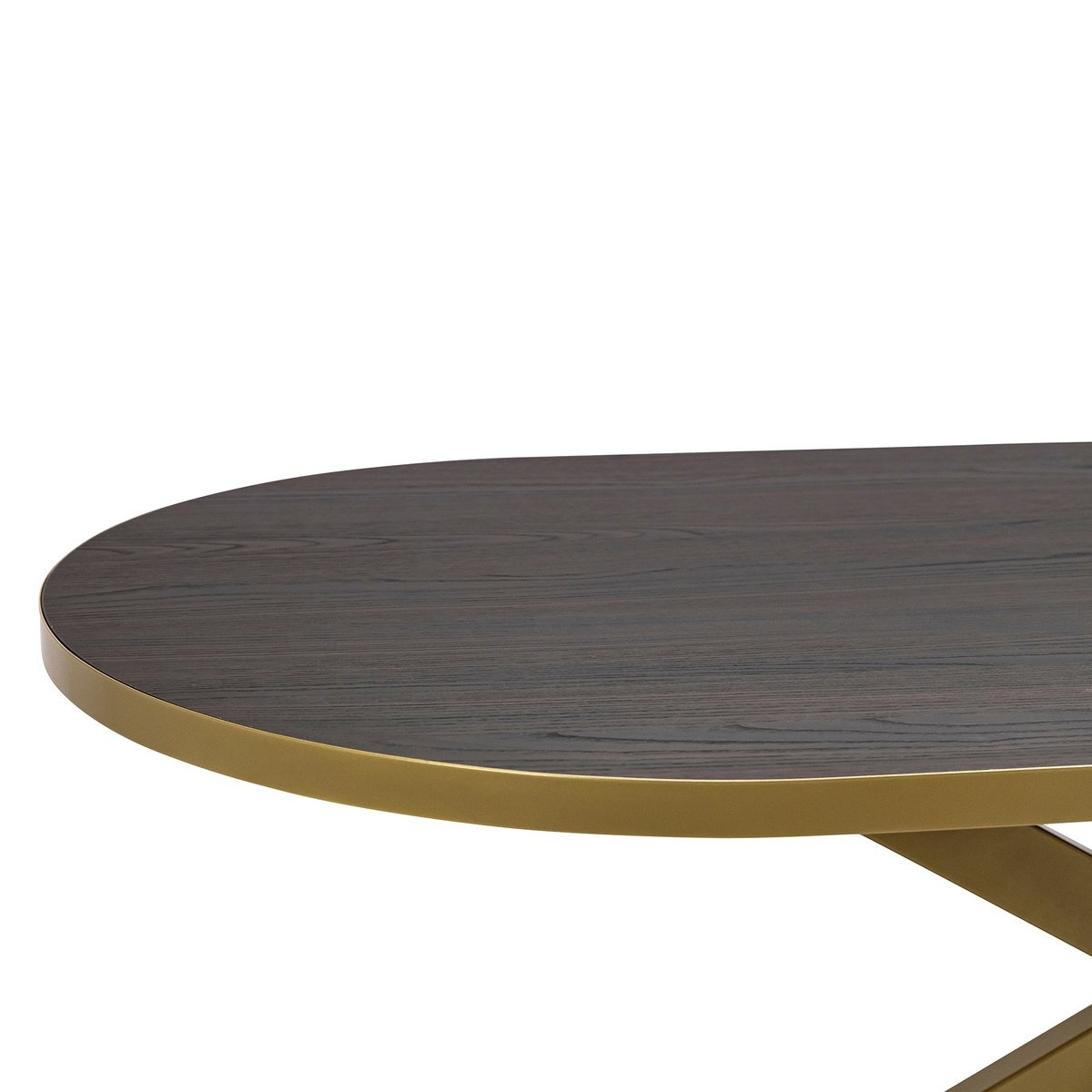 KantoormeubelenPlus Stalux Plat ovale eettafel 'Noud' 240 x 100, kleur goud / bruin hout