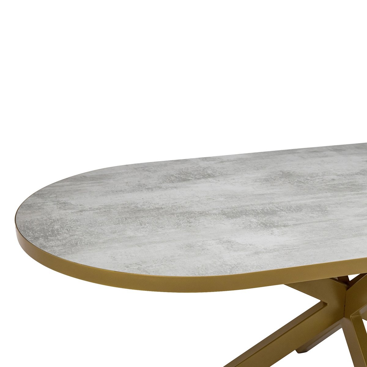 KantoormeubelenPlus Stalux Plat ovale eettafel 'Noud' 210 x 100, kleur goud / beton