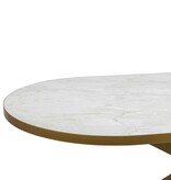 KantoormeubelenPlus Stalux Plat ovale eettafel 'Noud' 180 x 100, kleur goud / wit marmer