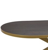 KantoormeubelenPlus Stalux Plat ovale eettafel 'Noud' 180 x 100, kleur goud / bruin hout