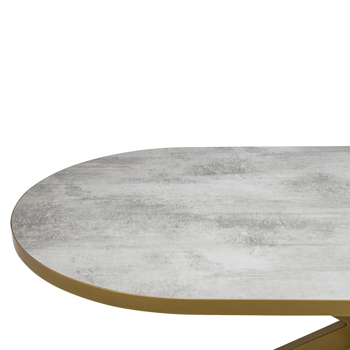 KantoormeubelenPlus Stalux Plat ovale eettafel 'Noud' 240 x 100, kleur goud / beton