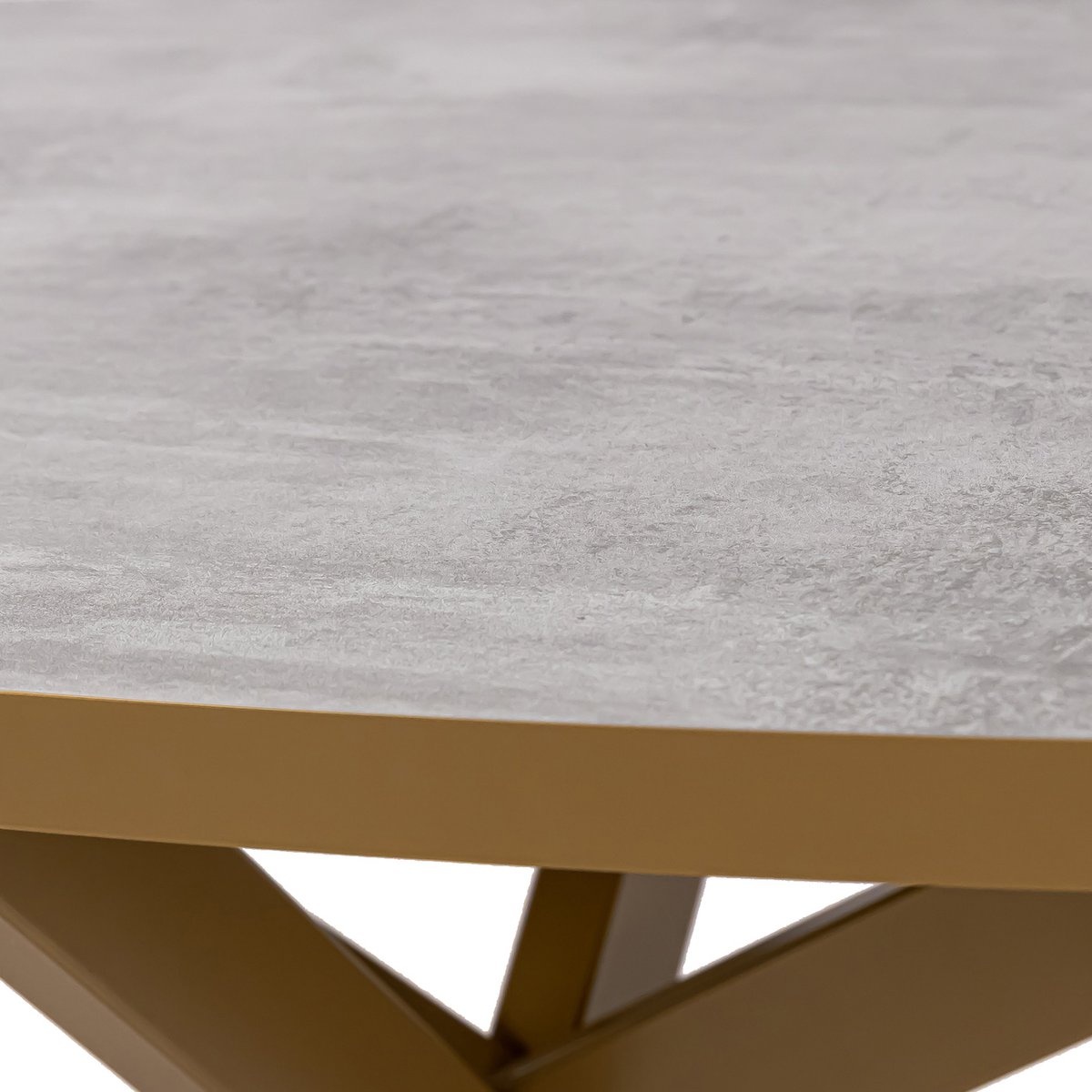 KantoormeubelenPlus Stalux Ovale eettafel 'Mees' 180 x 100cm, kleur goud / beton