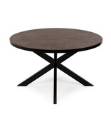 KantoormeubelenPlus Stalux Ronde eettafel 'Daan' 148cm, kleur zwart / lederlook bruin