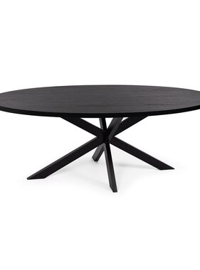 KantoormeubelenPlus Stalux Ovale eettafel 'Mees' 240 x 110cm, kleur zwart / zwart eiken