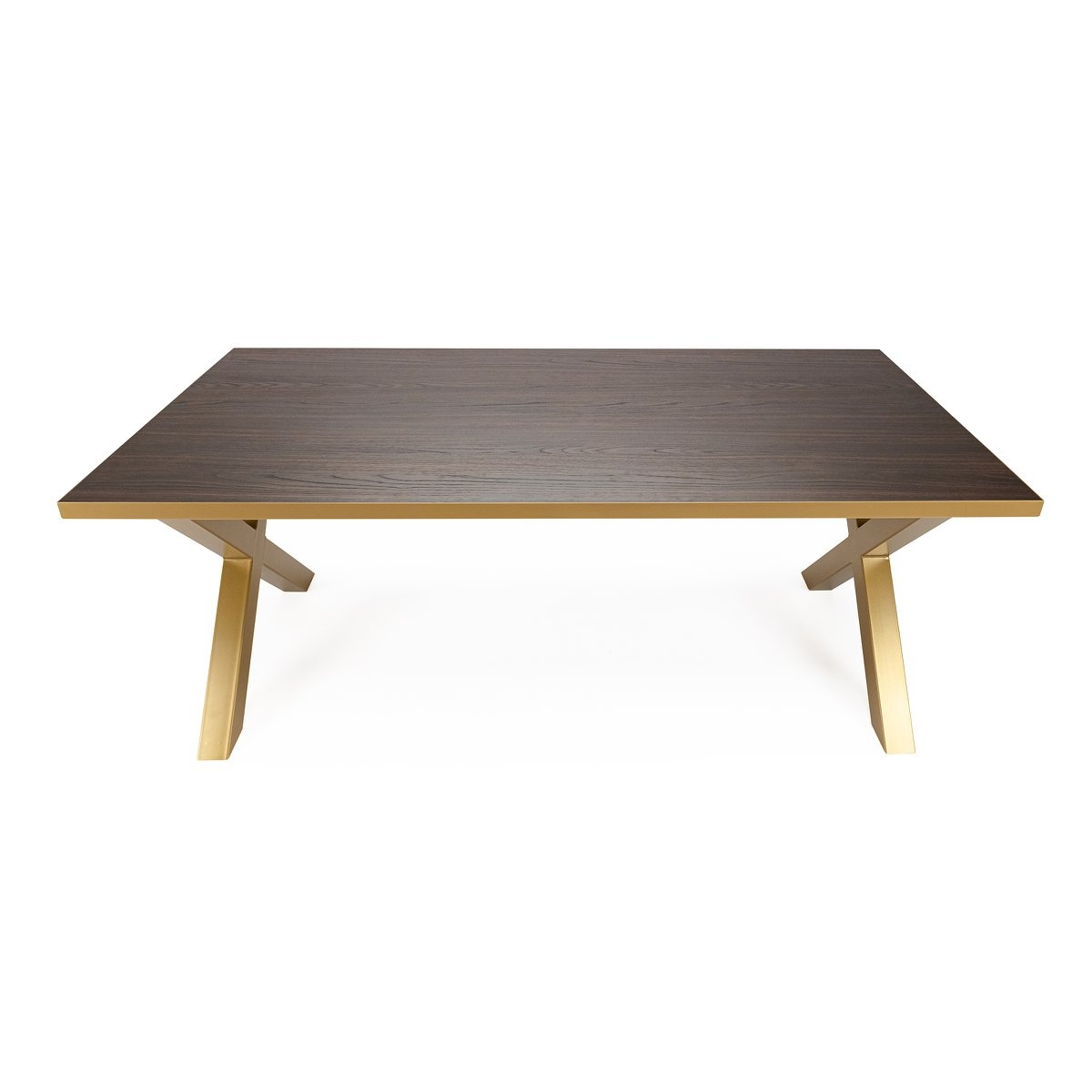 KantoormeubelenPlus Stalux Eettafel 'Roos' 200 x 100cm, kleur goud / bruin hout