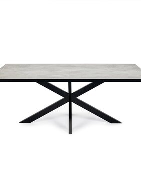 KantoormeubelenPlus Stalux Eettafel 'Gijs' 180 x 100cm, kleur zwart / beton