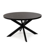 KantoormeubelenPlus Stalux Ronde eettafel 'Daan' 148cm, kleur zwart / zwart marmer