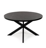 KantoormeubelenPlus Stalux Ronde eettafel 'Daan' 148cm, kleur zwart / zwart marmer