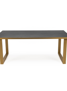 KantoormeubelenPlus Stalux Eettafel 'Joop' 200 x 100cm, kleur goud / zwart eiken