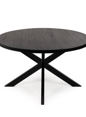 KantoormeubelenPlus Stalux Ronde eettafel 'Daan' 120cm, kleur zwart / zwart eiken