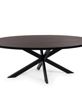 KantoormeubelenPlus Stalux Ovale eettafel 'Mees' 210 x 100cm, kleur zwart / bruin hout