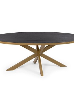 KantoormeubelenPlus Stalux Ovale eettafel 'Mees' 210 x 100cm, kleur goud / zwart eiken