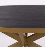 KantoormeubelenPlus Stalux Ovale eettafel 'Mees' 210 x 100cm, kleur goud / zwart eiken
