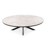 KantoormeubelenPlus Stalux Ovale eettafel 'Mees' 210 x 100cm, kleur zwart / wit marmer