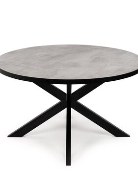 KantoormeubelenPlus Stalux Ronde eettafel 'Daan' 120cm, kleur zwart / beton