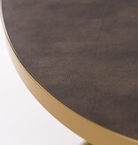 KantoormeubelenPlus Stalux Ovale eettafel 'Mees' 240 x 110cm, kleur goud / lederlook bruin