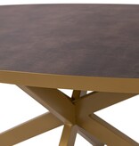 KantoormeubelenPlus Stalux Ovale eettafel 'Mees' 240 x 110cm, kleur goud / lederlook bruin