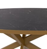 KantoormeubelenPlus Stalux Ovale eettafel 'Mees' 210 x 100cm, kleur goud / zwart marmer