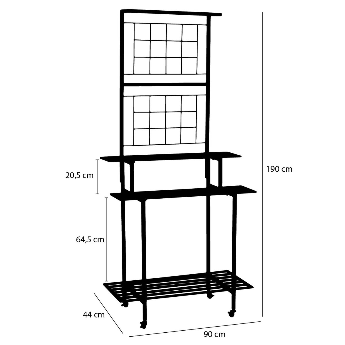 KantoormeubelenPlus Greenrax Plantenstandaard - L90 x B44 x H190 cm - Metaal - Zwart