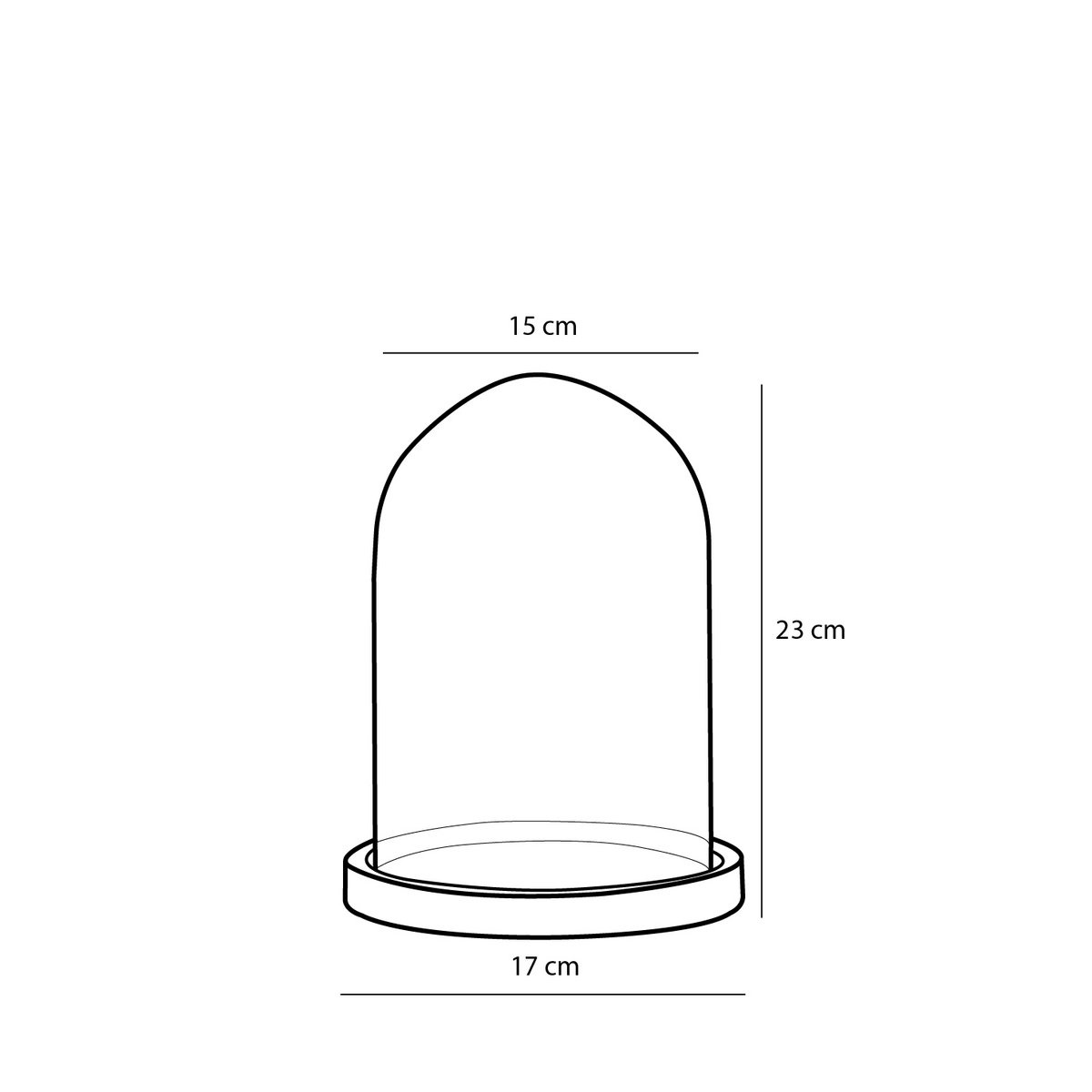 KantoormeubelenPlus Hella Glazen Stolp - H23 x Ø17 cm - Transparant, Zwart