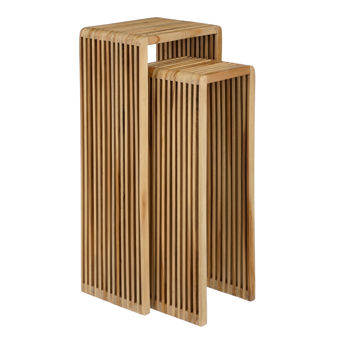 KantoormeubelenPlus Yonker Plantentafel - Set van 2 - L35 x B25 x H80 cm - Gerecycled Hout - Bruin