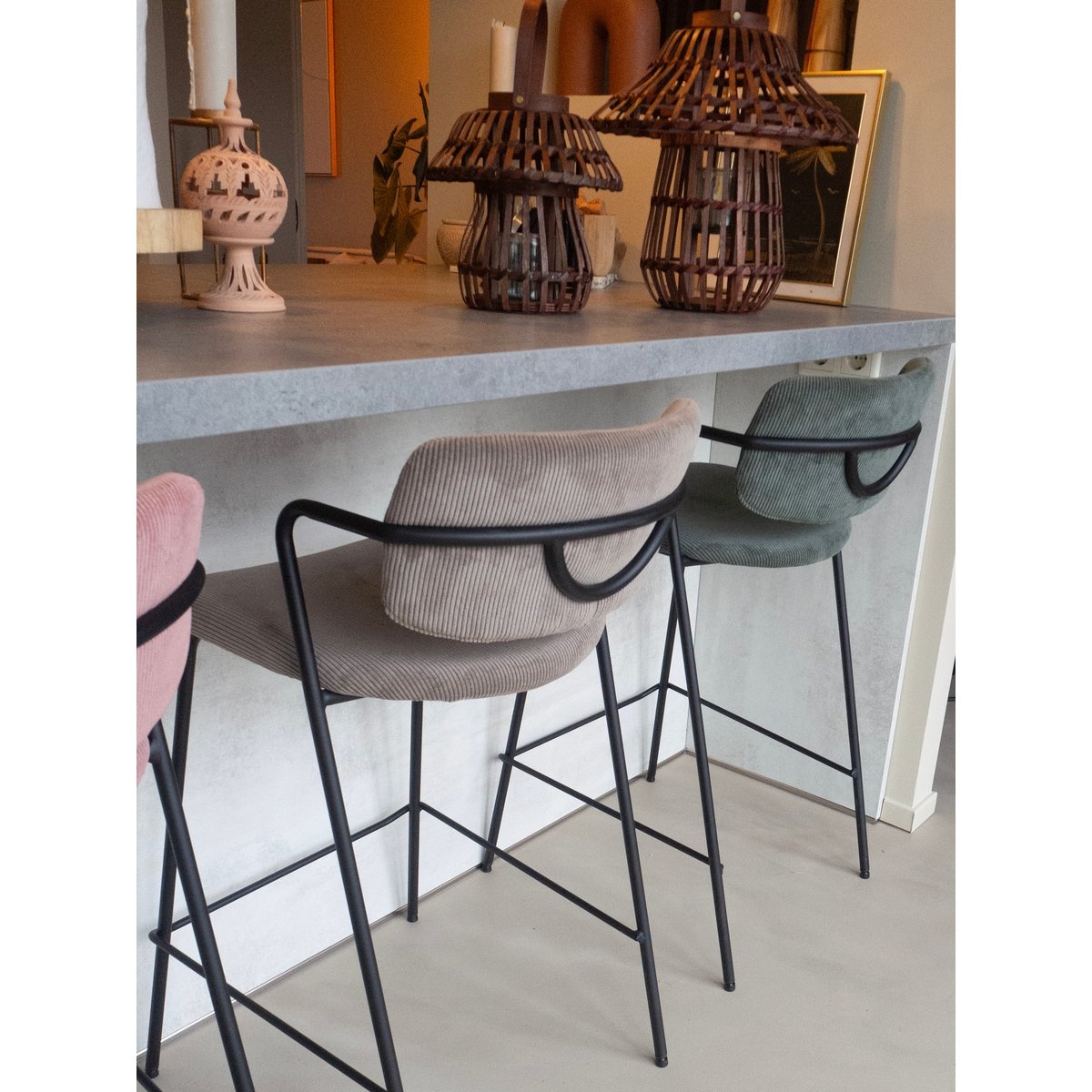 KantoormeubelenPlus Nanet Barkruk - H91 cm - Velvet - Beige