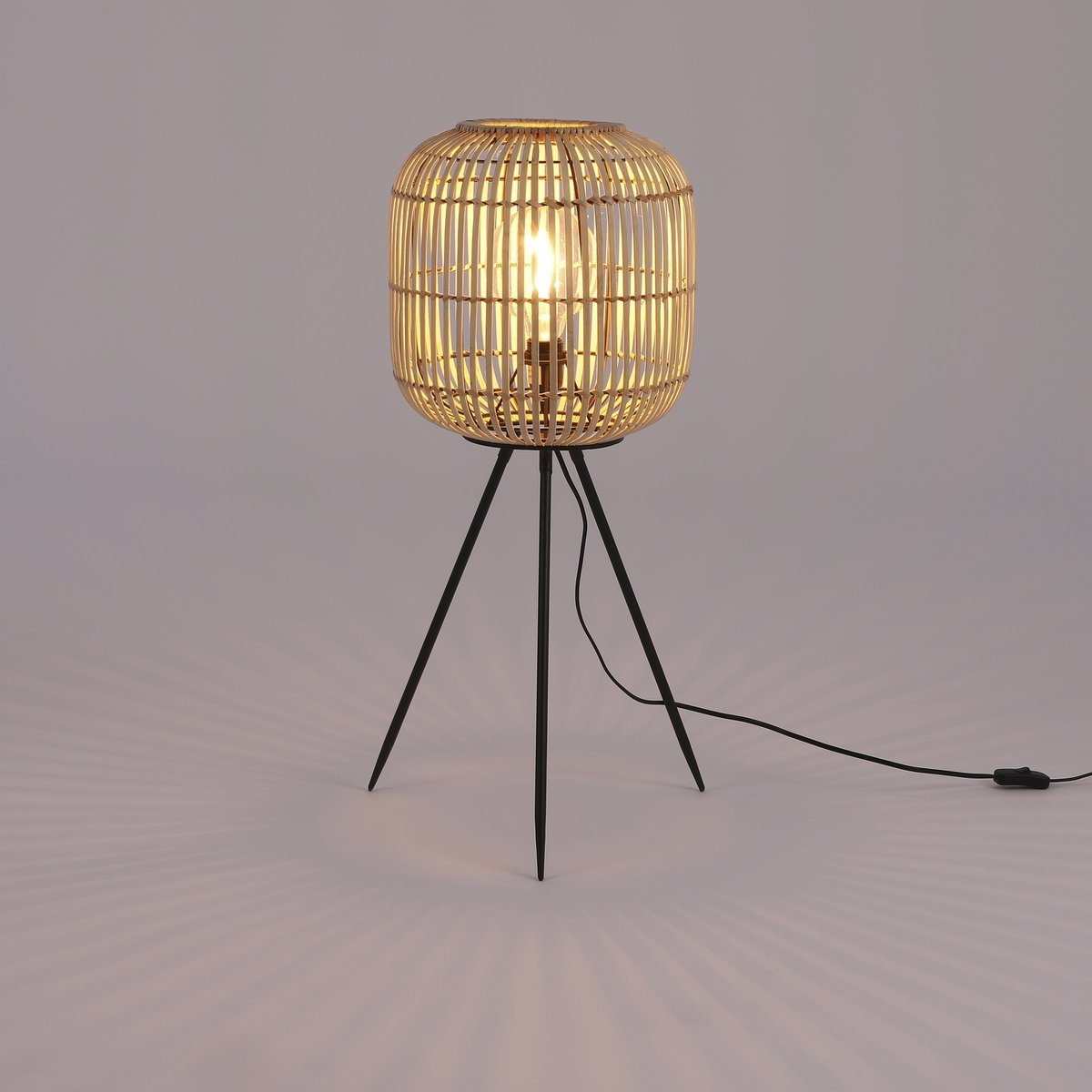 KantoormeubelenPlus Figo Vloerlamp - H76,5 x Ø32,5 cm - Bamboe - Bruin