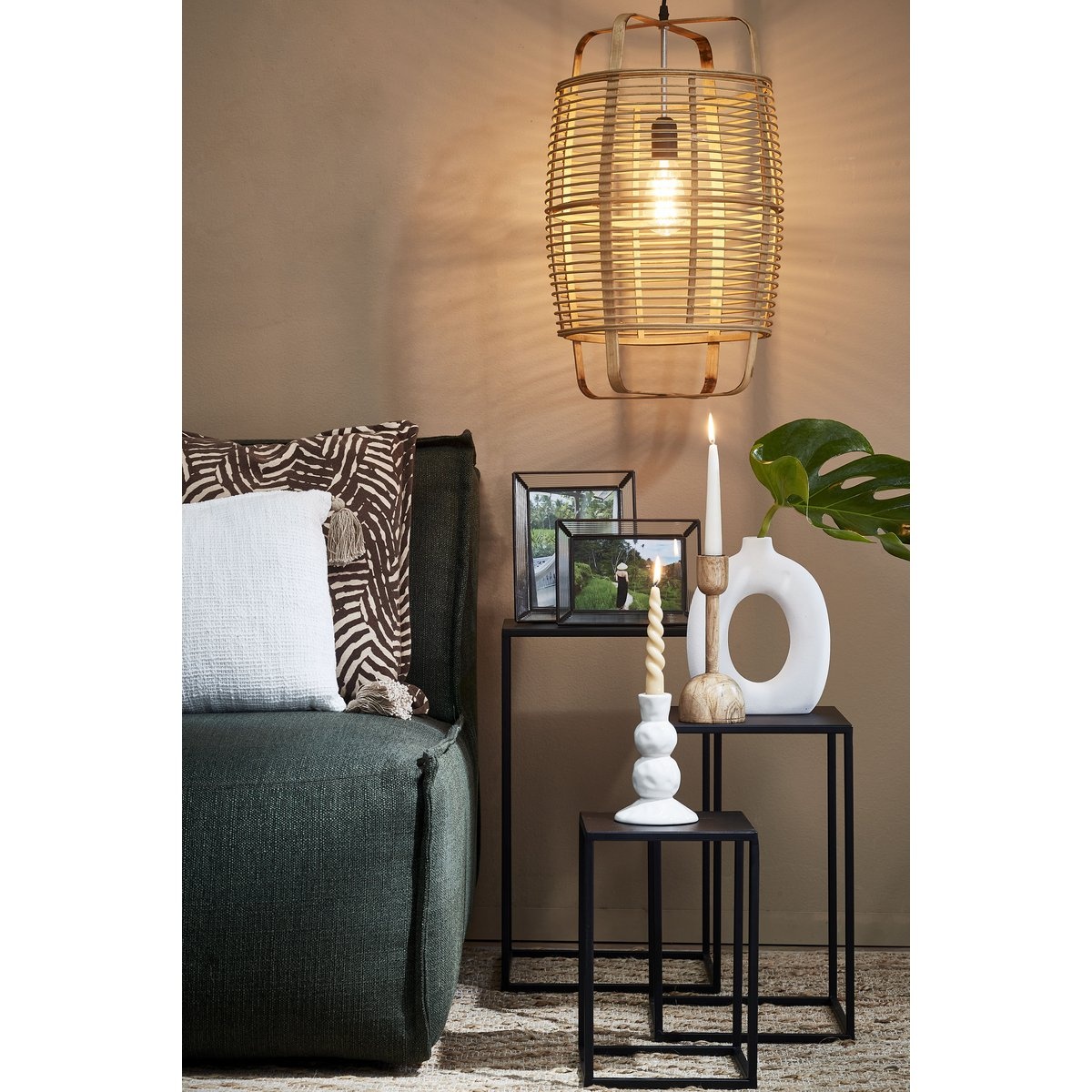 KantoormeubelenPlus Page Hanglamp - Ø30,5 cm - Bamboe - Bruin