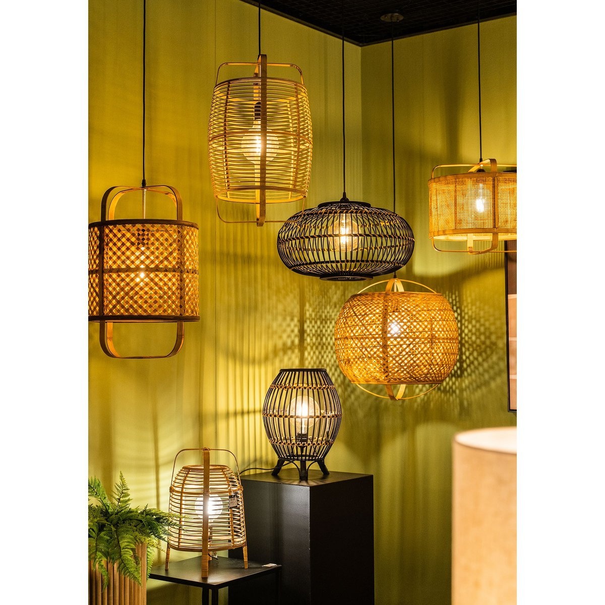 KantoormeubelenPlus Page Hanglamp - Ø30,5 cm - Bamboe - Bruin