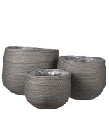 KantoormeubelenPlus Jorck Mand voor Planten - Set van 3 - H24 x Ø26 cm - Papier - Grijs