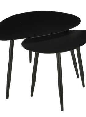 KantoormeubelenPlus Bijzettafel - Set van 2 - L80 x B60 x H47 cm - Metaal - Zwart