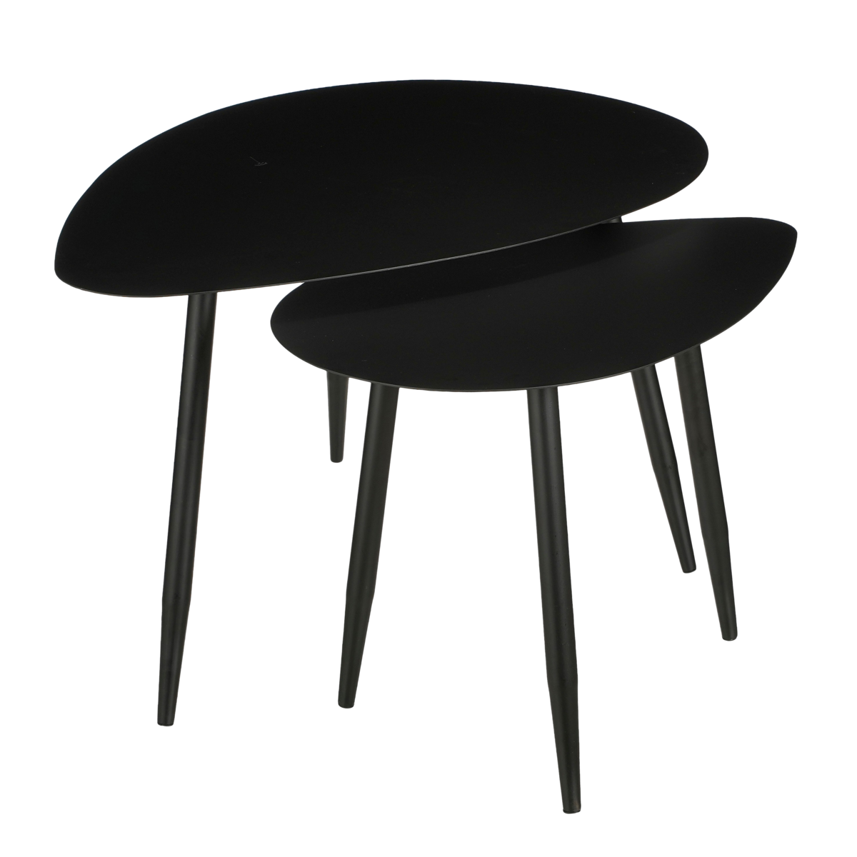 KantoormeubelenPlus Bijzettafel - Set van 2 - L80 x B60 x H47 cm - Metaal - Zwart