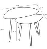 KantoormeubelenPlus Bijzettafel - Set van 2 - L80 x B60 x H47 cm - Metaal - Zwart