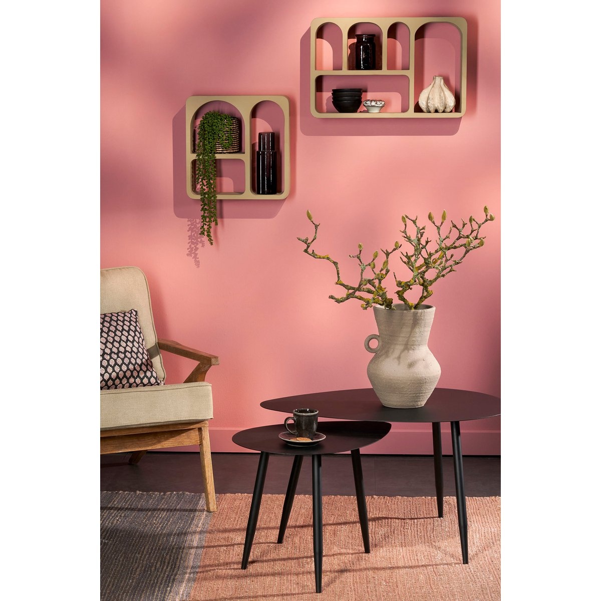 KantoormeubelenPlus Bijzettafel - Set van 2 - L80 x B60 x H47 cm - Metaal - Zwart