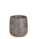 KantoormeubelenPlus Boris Bloempot - H24 x Ø24 cm - Paulownia Hout - Donkerbruin