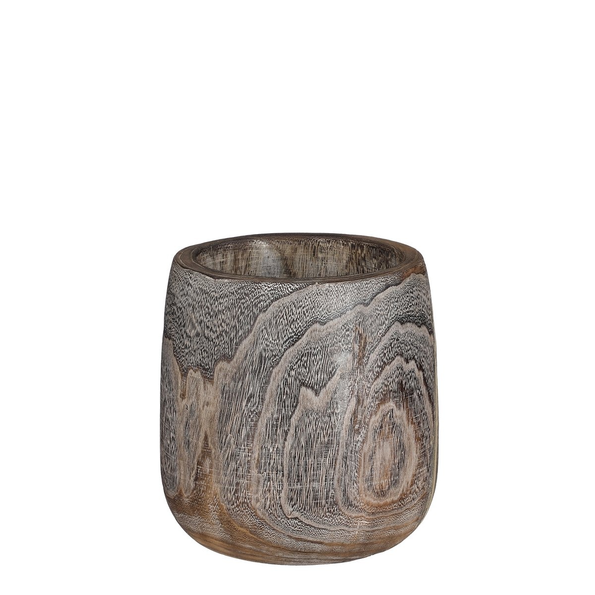 KantoormeubelenPlus Boris Bloempot - H24 x Ø24 cm - Paulownia Hout - Donkerbruin