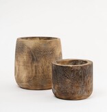 KantoormeubelenPlus Boris Bloempot - H24 x Ø24 cm - Paulownia Hout - Donkerbruin