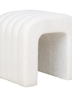 KantoormeubelenPlus Colma Poef - Poef, bouclé, wit, 41x36,5 cm, HN1234