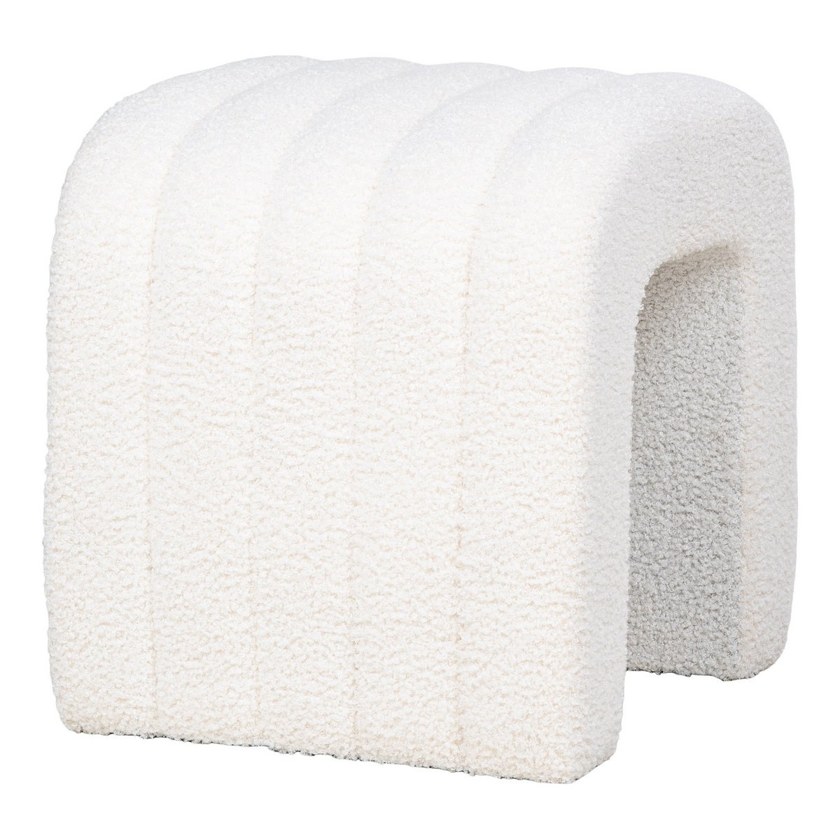 KantoormeubelenPlus Colma Poef - Poef, bouclé, wit, 41x36,5 cm, HN1234