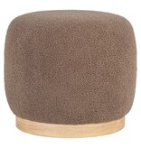 KantoormeubelenPlus Belfort Poef - Poef in Bouclé, bruin, Ø44,5x40 cm, HN1238